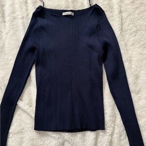 Abercrombie & Fitch Navy Ribbed Long Sleeve Top